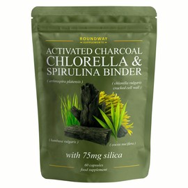 Binder & Detox Supplement with Activated Charcoal, Chlorella, Spirulina & Silica. Advanced Full Spectrum Binder for Cleanse & Detox | 60 Capsules | Made in The UK by Roundway Supplements