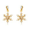 Polished Crystal Gold Tone Snowflake Dangle Earrings