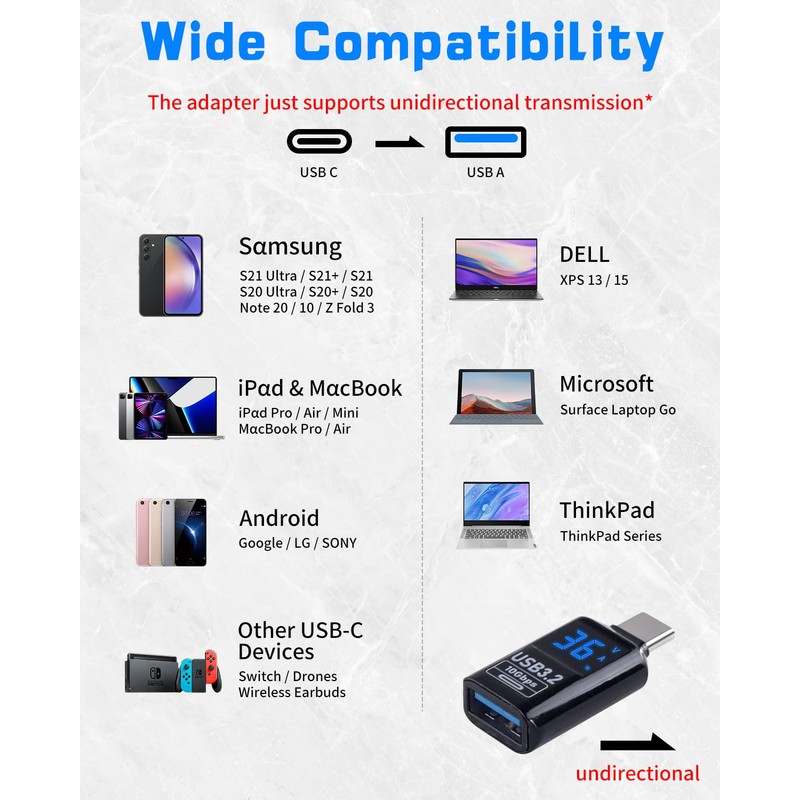 Poyiccot 10Gbps USB C to USB A Converter Adapter, USB