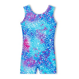 Haloumoning Girls Gymnastics Leotards with Shorts Kids One-Piece Sparkly Mermaid Dance Biketards Unitard 4-12Y