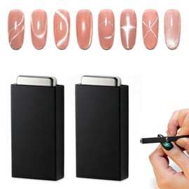 2PCS Ribbon Nail Art Magnet - Strong Cat Eye Magnet for Nails, Cat Eye Gel Polish Magnetic Nail Tool for French, Side Light, Starlight & Wide Light Cat Eye Effects