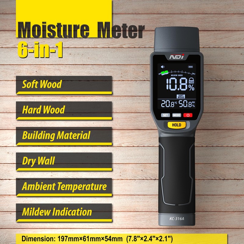 NDI 6 in 1 Non-invasive Moisture Meter Pinless Humidity Sensor