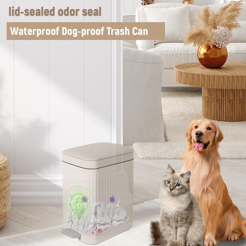 Small Bathroom Trash Can with Lid Slim Soft Close Garbage