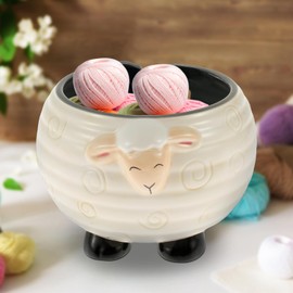 HSHGZSR Yarn Bowl Ceramic Knitting Bowl Large Crochet Bowl Lovely Yarn Ball Storage Holder Cute Sheep Shaped Yarn Holder for Crochet Knitting Yarn Knitting Decoration