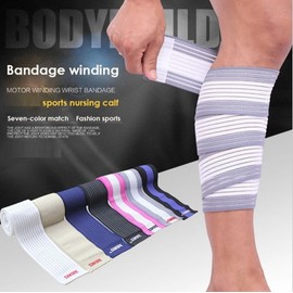 Runworld (1 Pair Elastic Calf Shin Compression Bandage Brace Thigh Leg Wraps Support for Sports, Weightlifting, Fitness, Running - Knee Straps for Squats Men Women (Rose/White)