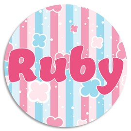 Ruby - Circle Sticker Decal 3 Inch - Name Tag Water Bottle School Supplies