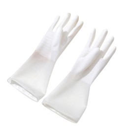 HERCHR Rubber Gloves, Dishwashing Gloves, Reusable Household Gloves, Rubber Kitchen Dishwashing Gloves, Cleaning Gloves for Dishwashing, White (L)