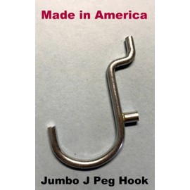 Hillman Brand (20 Pack) 1" Jumbo 'J' Metal Peg Garage Hanger Hooks. 1/8 to 1/4 Inch Pegboard
