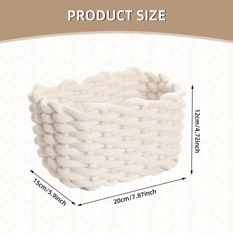 Braided Basket, Set of 2 Storage Baskets, Small Braided Baskets,
