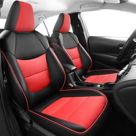 GXT Custom Fit Car Seat Cover for Select 2019 2020 2021 2022 Toyota Corolla L LE LE Eco XLE Sedan - Full Set with Water-Resistant Breathable Microfiber Leather (Black and Red)