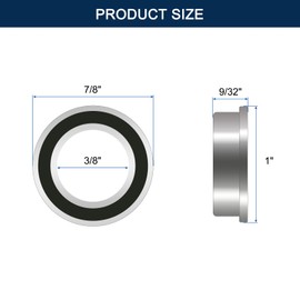 HiPicco FR6-2RS Flanged Ball Bearing, ID 3/8" x OD 7/8" x Width 9/32" Miniature Bearings, Double Rubber Sealed Deep Groove Bearings, Pre-Lubricated (GCr15) Chrome Steel 4pcs
