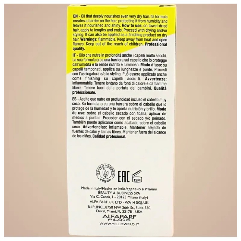Aceite Nutritivo Yellow Professional 100ml Cabello Seco y Brillante