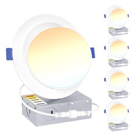 Ensenior 4 Pack 6 inch Gimbal Led Recessed Lighting, 90° Rotatable and 5CCT Selectable, Dimmable Eyeball Recessed Lights, Canless Angled Adjustable Ceiling Downlight, 1200LM, 12W=115W-FCC Certified