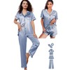 WJing Yi Jia 5Pcs Womens Silk Satin Pajamas Sets XS-XXL
