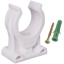 SKIR'CO (10 pieces) pipe clamps, plastic clamps for 20-22 mm pipes, U-type pipe clamp, hose hanger, pipe clamps, white