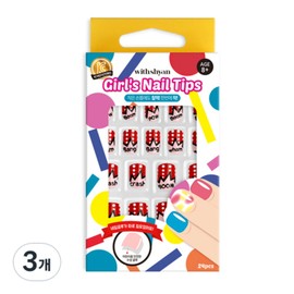 Withshan Children's Girls Nail Tips, 12 Boom, 3 Pieces / 위드샨 어린이 걸즈 네일 팁, 12 붐, 3개
