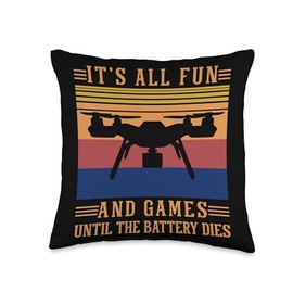 Camera Drones Battery Retro Vintage Design Throw Pillow