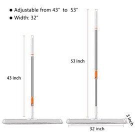 Microfiber Flat Mop 32 in Large Mops for Floor Cleaning Commercial Dust Dry Wet Mops on Hardwood Floors with 4 Washable Pads Aluminium Telescopic Long Handle Floor Cleaning Tools