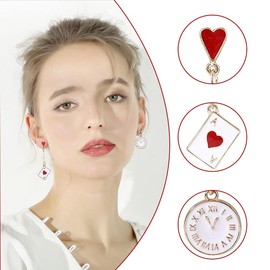 Clyhon 1 Pair Asymmetry Funny Earrings for Women Poker Shaped Stud Earrings Beautiful Earrings Festival Party Decoration