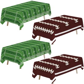 Srua Don 4 Pack Football Party Decorations Tablecloth, Football Party Supplies Table Cover, Football Table Decorations for Birthday Baby Shower Touch Down Game Day (86in x 55in)