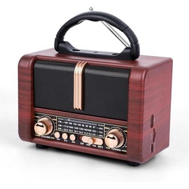 Retro Portable Radio AM FM SW 3 Band,USB , Shortwave Radio with  Speaker,TF Card (Brown) - Color: brown