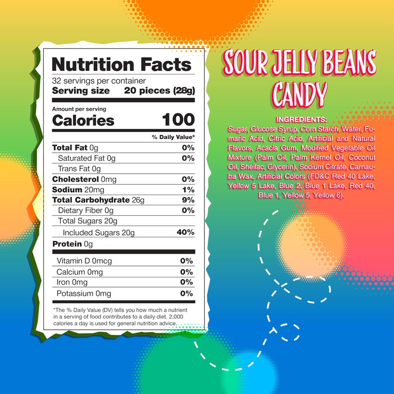 Sour Jelly Beans Candy | 2-Pound Pack | Assorted Zesty
