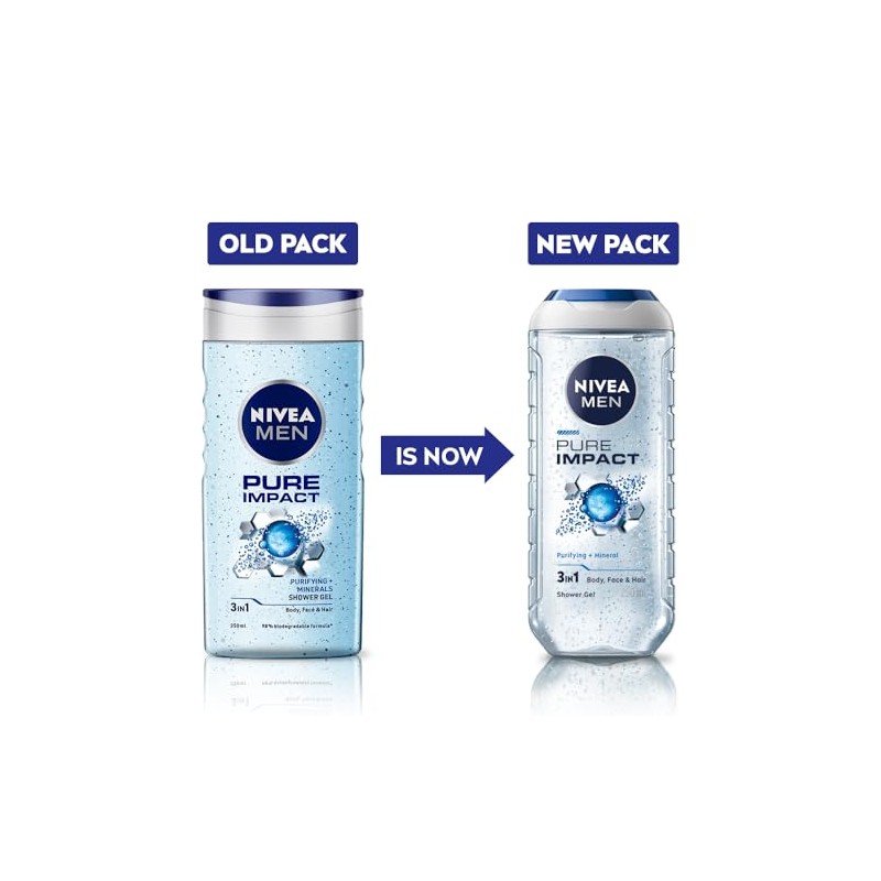 Nivea Pure Impact Shower Gel for Men, 250ml