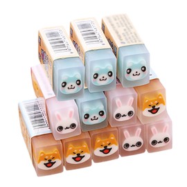 Eraser, Pencil Eraser, Animal Eraser, Cute Stationery Set, Elementary School Students, Fruit Scent, Pattern, Disappears Easily, Set of 12, Fruit Patterns, Rainbow Colors (Animals)