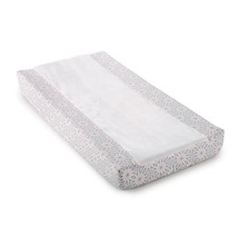 Levtex Baby - Imani Diaper Changing Pad Cover - Fits Most Standard Changing Pads - White Plush, Pink and Grey Medallions - Nursery Accessories - Plush