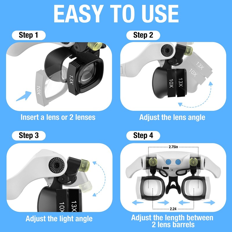 COYLAPY Magnifying Glasses for Close Work, Jewelers Magnifying Glass with