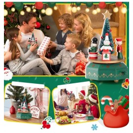 peafowl Christmas Eve Christmas Wooden Music Box,Christmas Tree Snowman Decoration