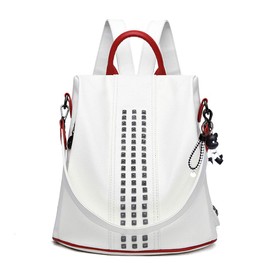 BUKESIYI CCDE78165 Women's Bag Backpack Handbag Women Backpack Small Anti-Theft School Backpack Laptop Weekender PU Leather, Pearl-white