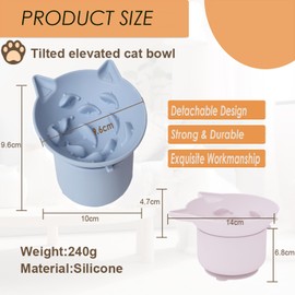 Elevated Cat Bowl, Silicone Pet Bowls for Food and Water, Wide Shallow Kitten Food Dish, Whisker Fatigue, Lead & Cadmium Free, Great Height for Cat (Sky Blue)