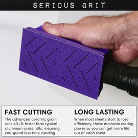 Serious Grit 120 Grit Hook & Loop Ceramic Sandpaper Roll - 70mm x 12m Multi-Hole Dustless Abrasive Roll for Automotive, Wood, and Metal Sanding - Ideal for Body Repair and Paint Preparation