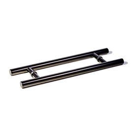 24 Inch (2 Feet) Long Double-Sided Matte Black Door Handles, Modern Stainless Steel Front Door Handle Pulls for Commercial Glass Doors Wooden Barn Door Handle Interior Exterior Door, Round Shape Bar