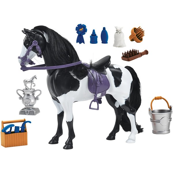 Painted Horse with Moveable Head, Realistic Sound and 14 Grooming Accessories - Blue Ribbon Champions Deluxe Toy Horses