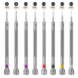 VAKOGAL 8PCS Professional Micro Precision Screwdriver Set 0.6-1.6mm, 8 Extra Replace Blades for Watch, Eyeglasses, Jewelry Work, Electronics Repair