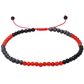 Jewever Anklet Bracelet For Women Beach Foot Healing Crystals Good Luck Gemstone Essential Oils Diffuser Jewelry (Red Agate/Lava Rock/Black Obsidian)