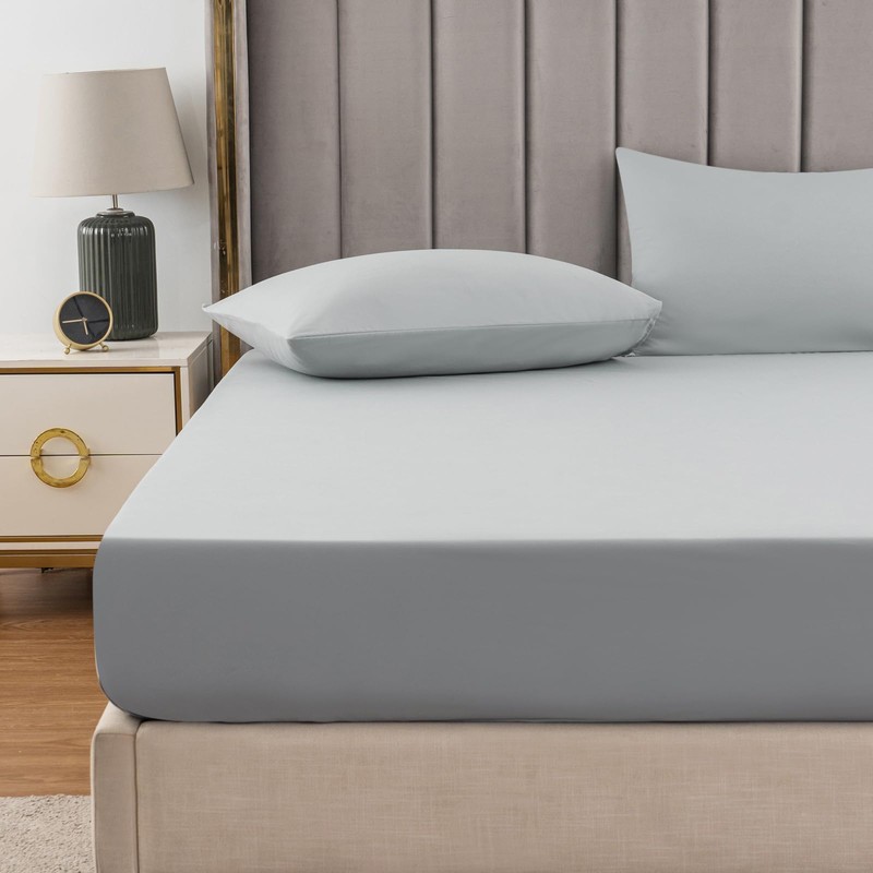 Soifox Super King Fitted Sheet Grey - Bed Sheets with