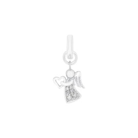 Amor 2038517 Women's Charm 925 Sterling Silver with Synthetic Zirconia 2 cm White Angel Comes in Jewellery Gift Box, Sterling Silver, Cubic Zirconia
