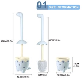 XXFLOWER Toilet Brush Dinosaur Shape,Cute Shape Look, TPR Bristles Round Brush, Compact Size Toilet Brushes Floor Standing, 1-Pack