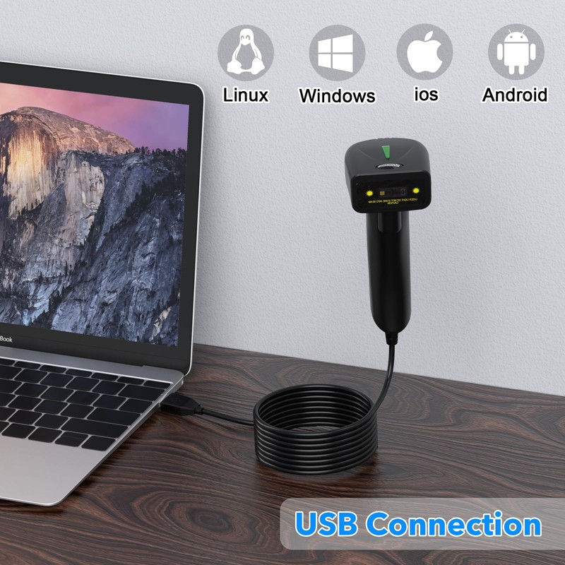 Barcode Scanner,Symcode USB 1D Laser Wired Barcode Reader