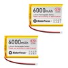 YELUFT 2pcs 3.7V 6000mAh Lithium Polymer Rechargeable Battery with Integrated