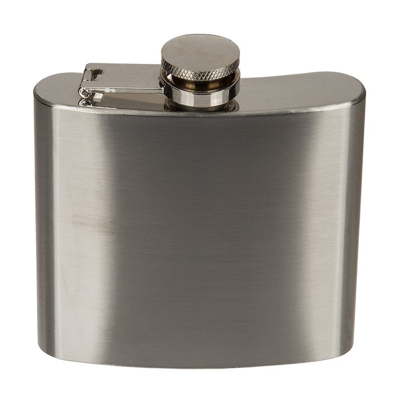 OOTB Flask with 2 Cups, Metal, Silver, 2 x 9