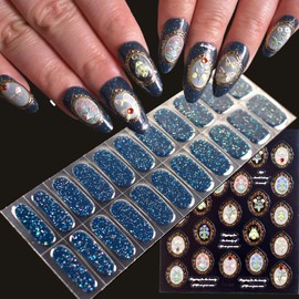 LIFOOST Semi Cured Gel Nail Strips with 5D Embossed Flower Nail Decals 22 Gel Nail Stickers with UV Light Required Salon Quality, Easy Application and Removal