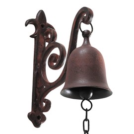 DECONOOR Vintage Cast Iron Dinner Bell as Entry Door Bell, Outside Hanging Decor or Indoor Decoration Wall Antique Farm and Front Gate Bell, Brown