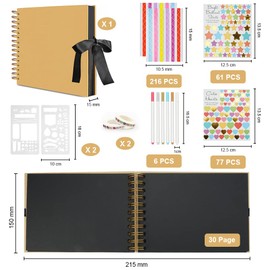 30 Sheets of Photo Books to Design Yourself, A5 Ring Binder Photo Album, DIY Photo Album, 150 x 215 mm Photo Album, DIY Picture Book, Spiral Album, Vintage Photo Albums, for Birthday, Graduation,