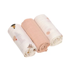 LÄSSIG Baby Swaddling Blanket Burp Blanket Muslin Cloth Set of 3 Cotton 60 x 60 cm Swaddle & Burp Blanket M Little Mateys Cat