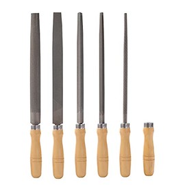 DS-Space Carbon Steel File Set with Wooden Handles File for Wood, Metal, Plastic, 5 Pieces (Steel File, Large)
