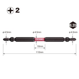 VESSEL SDT10P2110F Sakisbo Slim Torsion Bit, Double Ended + 0.08 x 0.18 x 4.3 inches (4.5 x 110 mm), Set of 10